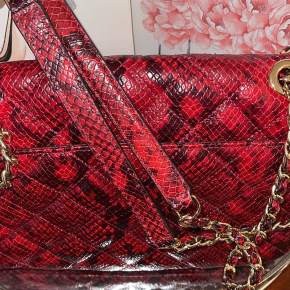 Michael Kors Sloan Quilted Phyton Embossed Leather Large Chain Shoulder Bag - Picture 10 of 13